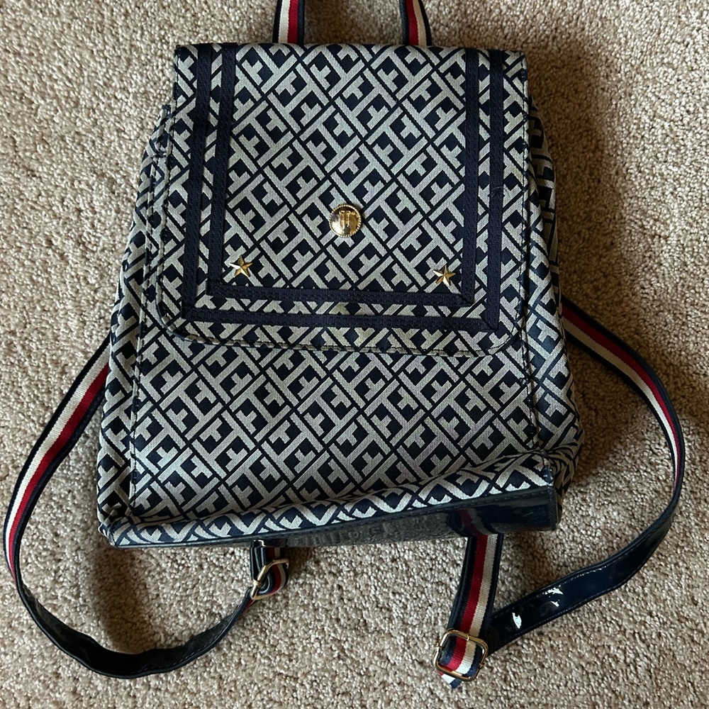 Stylish Black and White Geometric Backpack